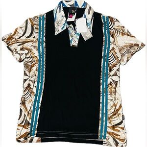 Robert Cavalli Large 50 Polo Hawaii Pattern Shirt New